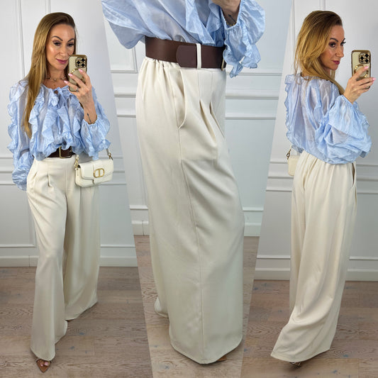 Spodnie WIDE LEG RIDGE / KREMOWE