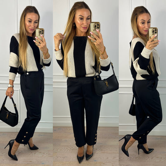 Sweter TISHAL / BEŻOWO-CZARNY