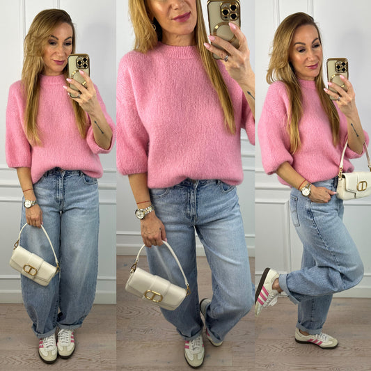 Sweter z wełną i moherem KEYSTONE / RÓŻOWY