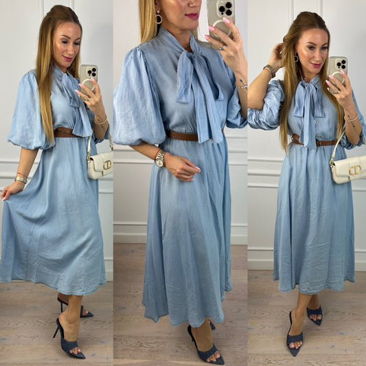 Sukienka z lekkiego jeansu ALICIA / NIEBIESKA