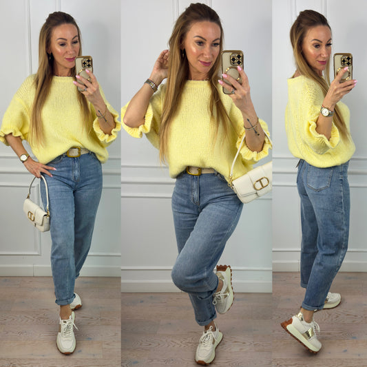 Sweter z wiskozą DEFINE / ŻÓŁTY