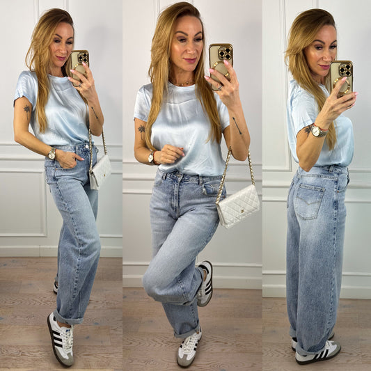 Bluzka z wiskozy TIERRA / NIEBIESKA