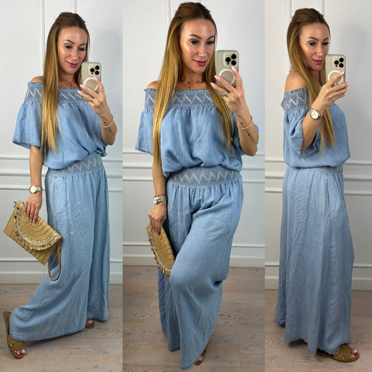 Bluzka z cieniutkiego jeansu ASTRID / NIEBIESKA