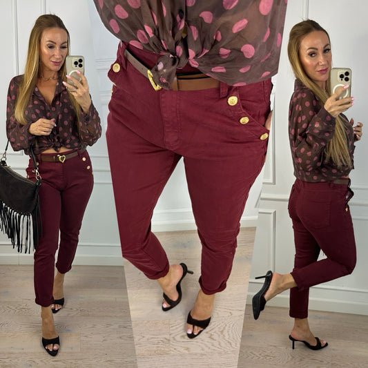 Spodnie jeansowe BERO / BURGUNDOWE