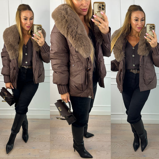 Kurtka z futerkiem ZURIE / CZEKOLADOWA