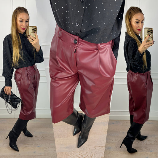 Bermudy z eko skóry KOTTA / BORDOWE