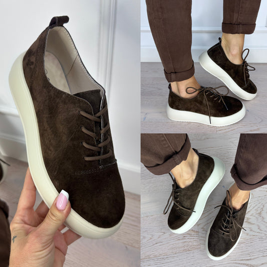 Skórzane buty ALVA / CZEKOLADOWE