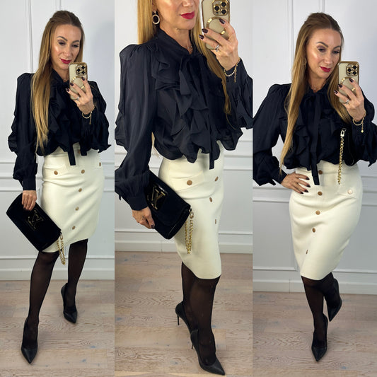 Bluzka z falbanami KESLINA / CZARNA