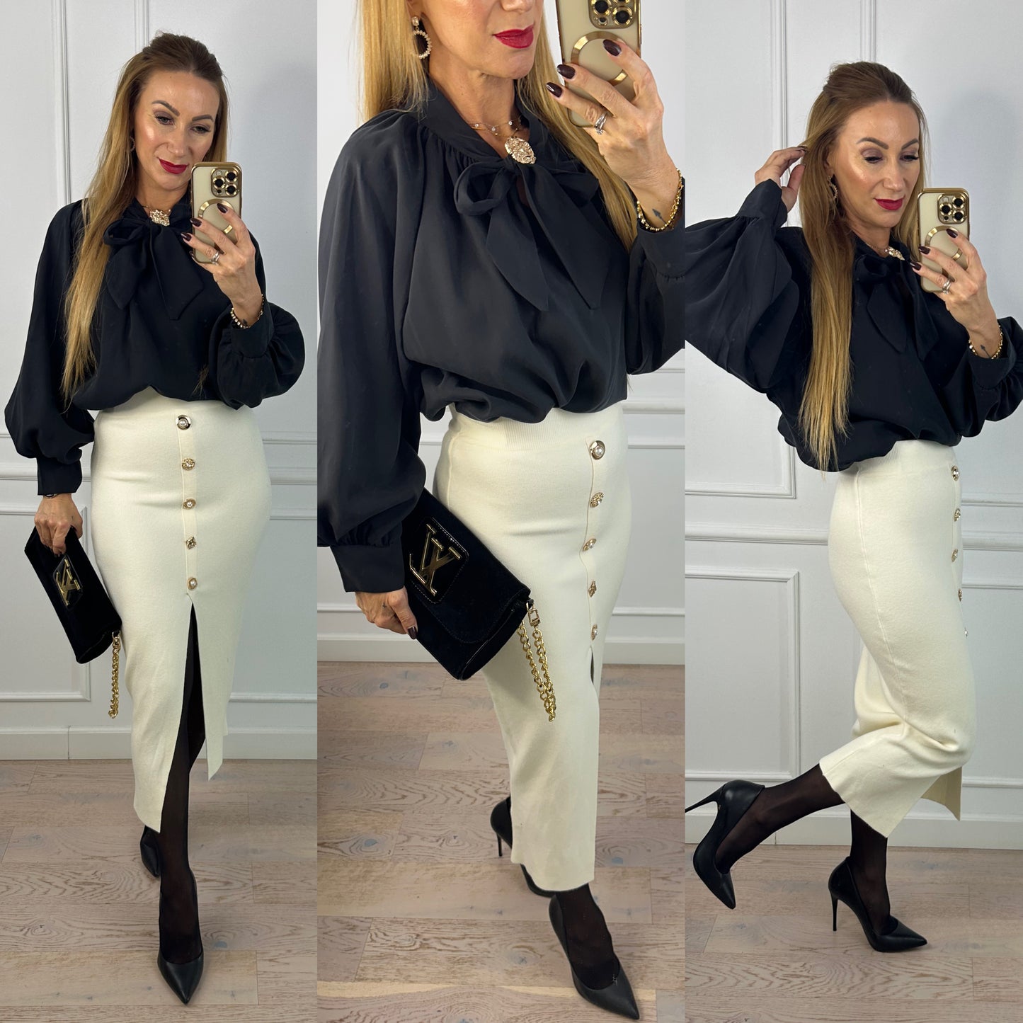 Bluzka z wiskozy i lyocellu DION / CZARNA