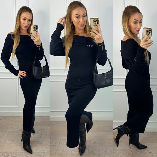 Dzianinowa sukienka LOUDER / CZARNA