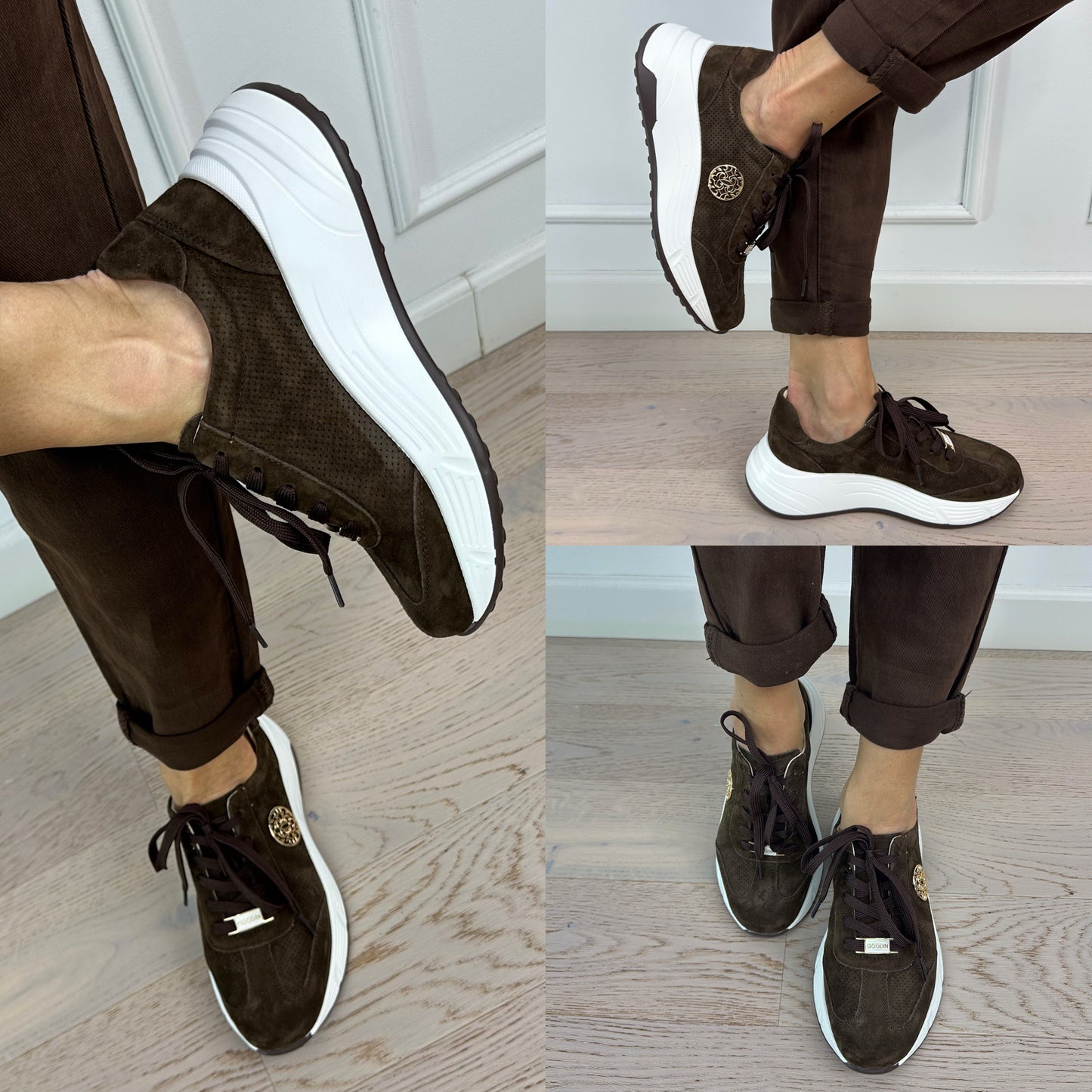 Skórzane buty sportowe ARIZONA / CZEKOLADOWE