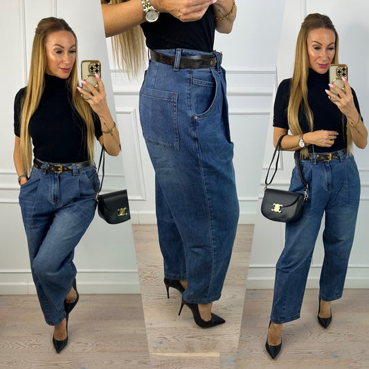 Spodnie jeansowe BOYFRIEND JUBO / NIEBIESKIE