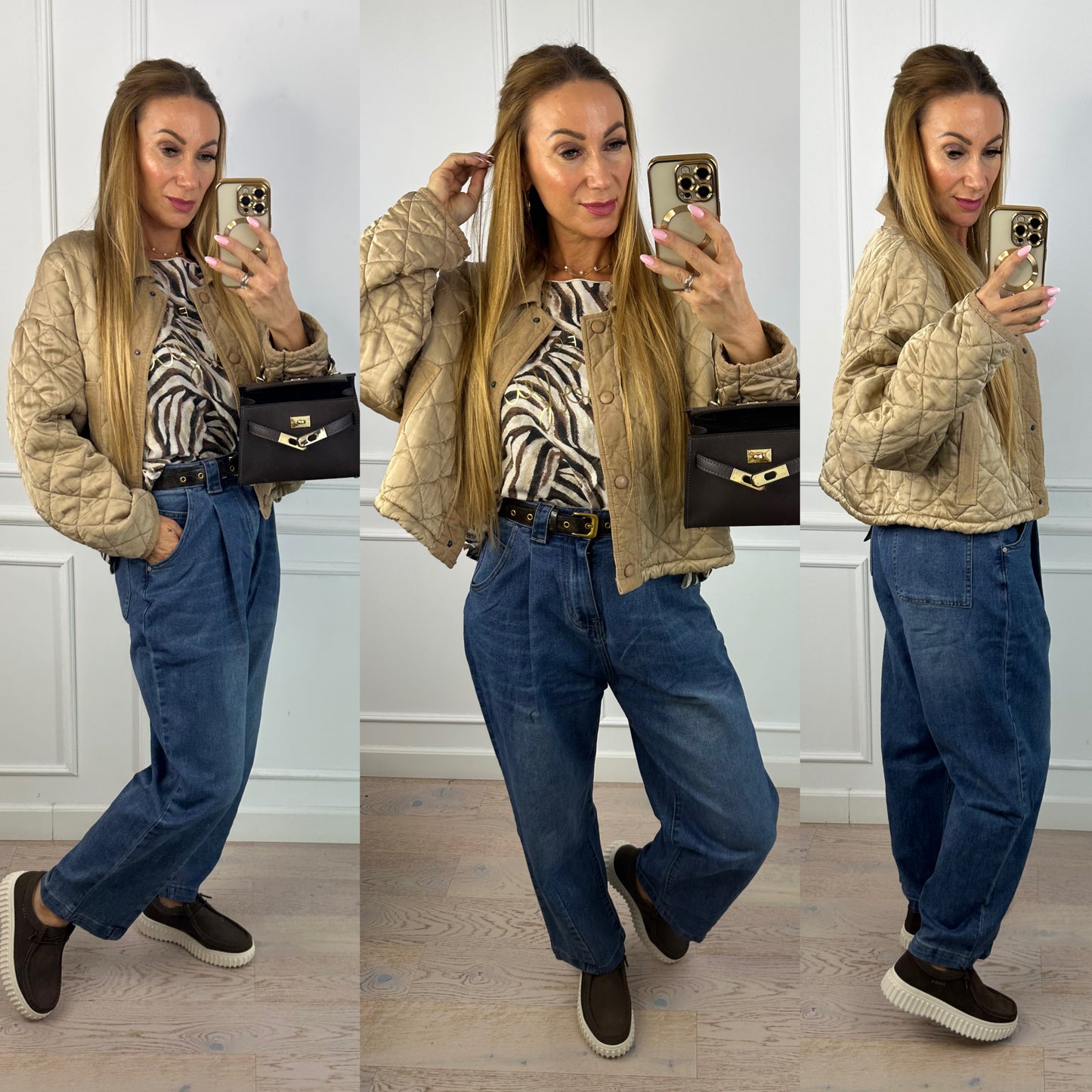 Pikowana kurtka z wiskozy ZUNI / BEŻOWA