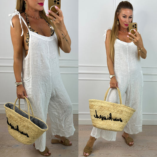 Kombinezon lniany MAREN / WHITE