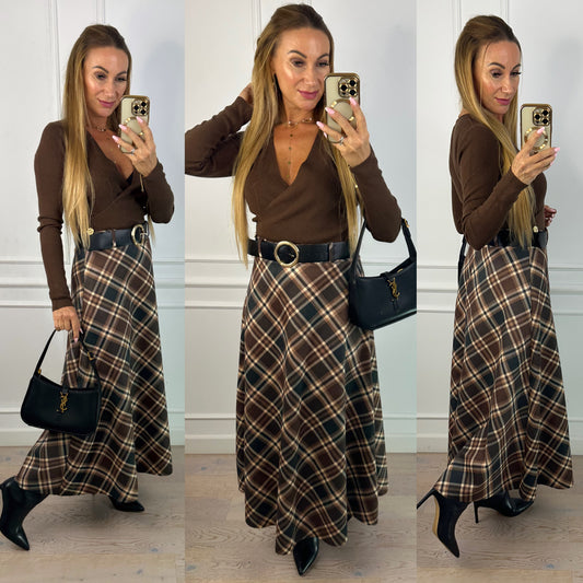 Bluzka z dzianiny AGRIA / BRĄZOWA