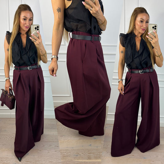 Spodnie WIDE LEG FALKE / BORDOWE