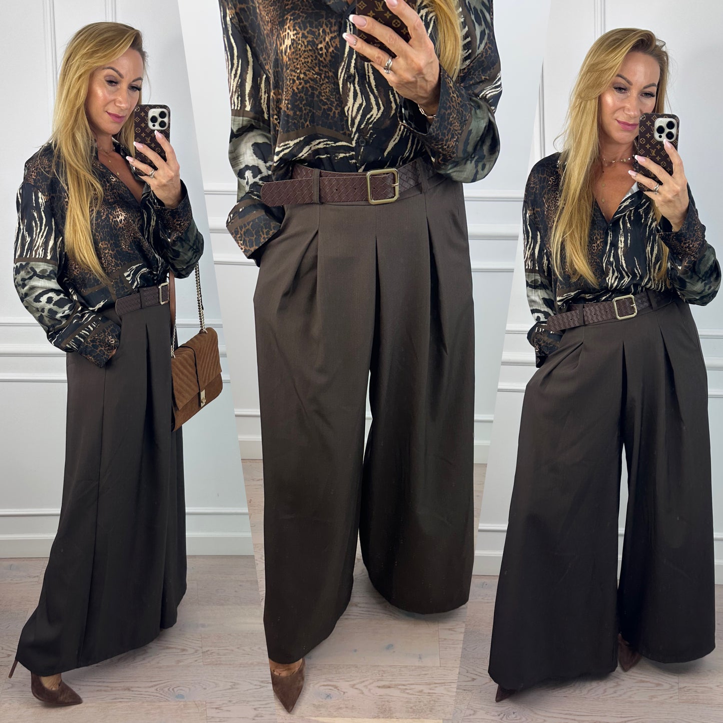Spodnie WIDE LEG HANSON / CZEKOLADOWE