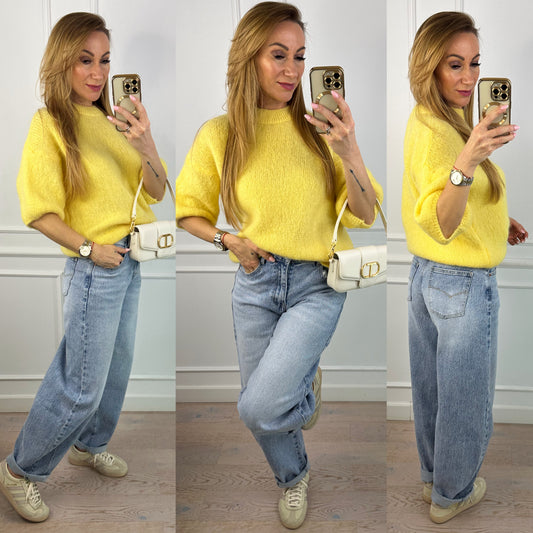 Sweter z wełną i moherem KEYSTONE / ŻÓŁTY