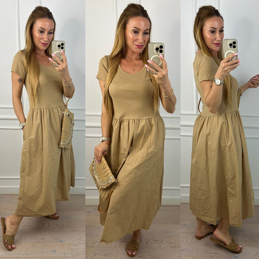 Sukienka z bawełny DASIIA / CAMEL