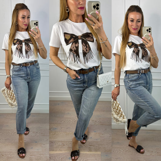 T-shirt AURE BOW / BIAŁY