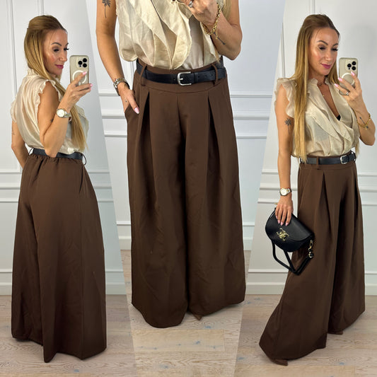 Spodnie WIDE LEG FALKE / BRĄZOWE