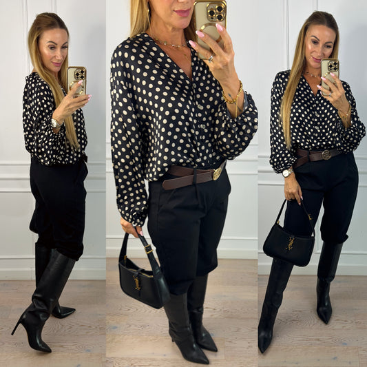 Bluzka z wiskozy i jedwabiu ALIENOR / CZARNA