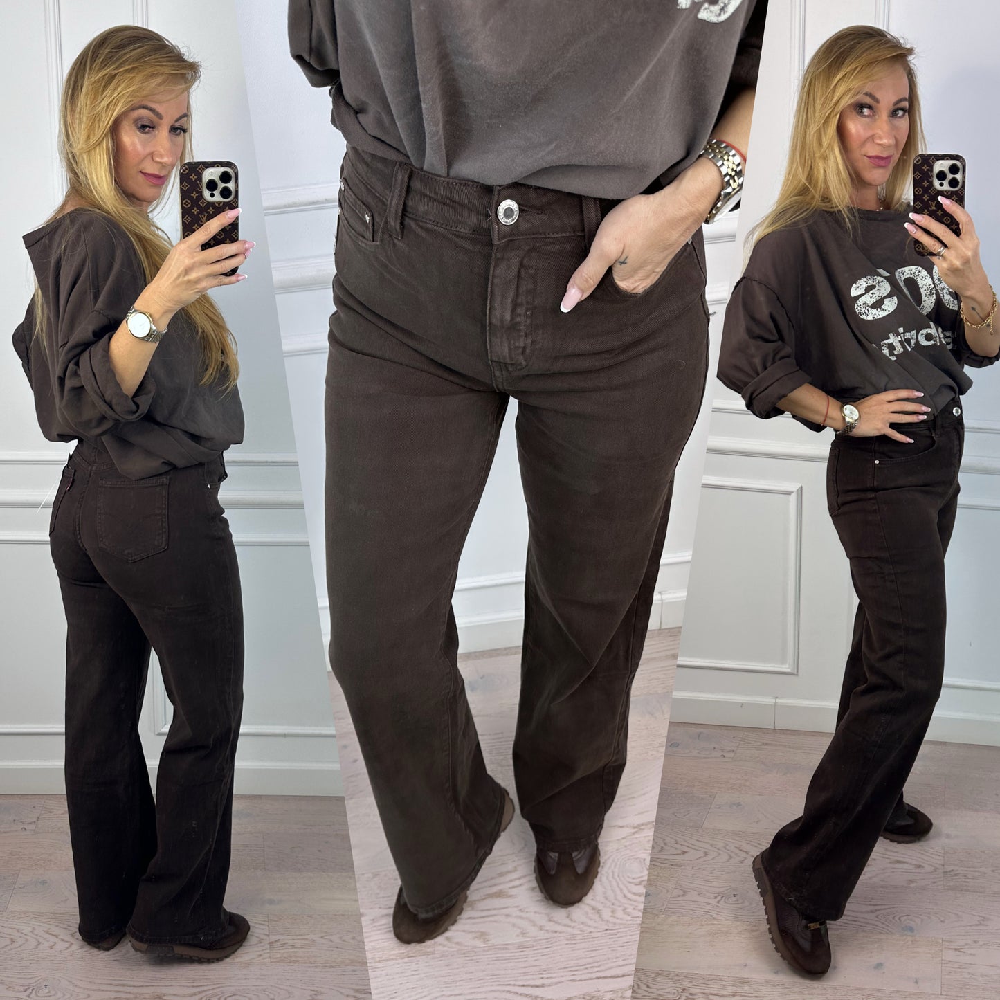 Jeansy WIDE LEG FRIDO / CZEKOLADOWE