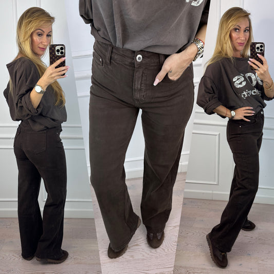 Jeansy WIDE LEG FRIDO / CZEKOLADOWE