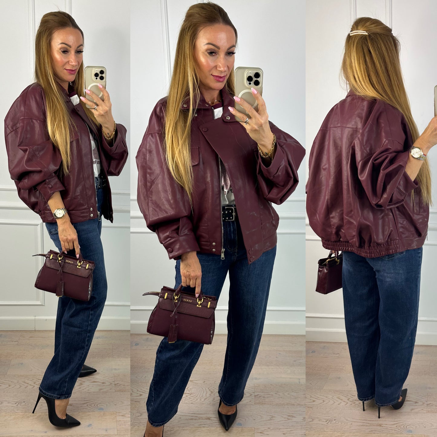 Bomberka z eko skóry RUNA / BORDOWA