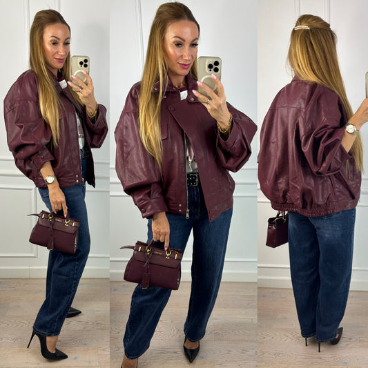 Bomberka z eko skóry RUNA / BORDOWA