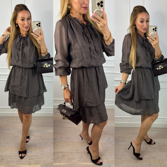 Sukienka z tencelem PRICILLA / CZEKOLADOWA