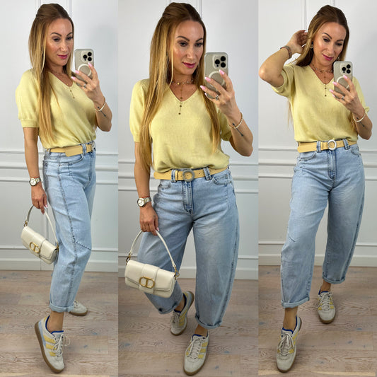 Bawełniany sweter CHRISSY / PASTELOWY ŻÓŁTY