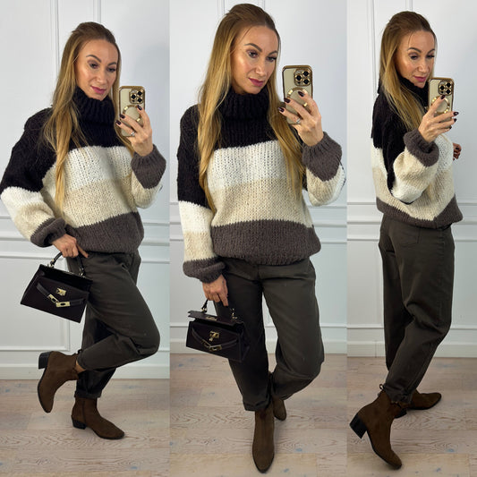 Sweter z wełną i moherem ANIS / CZEKOLADOWY