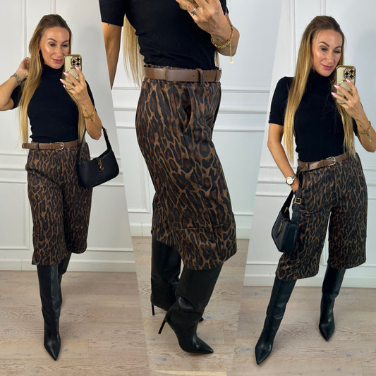 Bermudy ze sztucznego zamszu LUKAS / CZARNO-BRĄZOWE