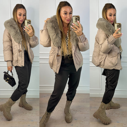 Kurtka z futerkiem ZURIE / BEŻOWA