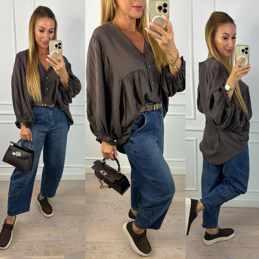 Bluzka z tencelu ISALIE / CZEKOLADOWA