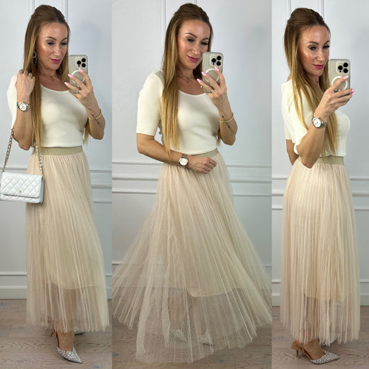 Tiulowa spódnica GABY / JASNY BEŻ