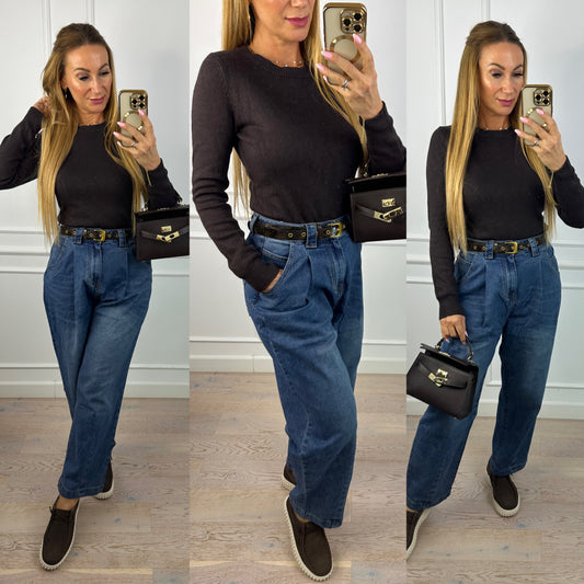 Dzianinowa bluzka ELINE / CZEKOLADOWA