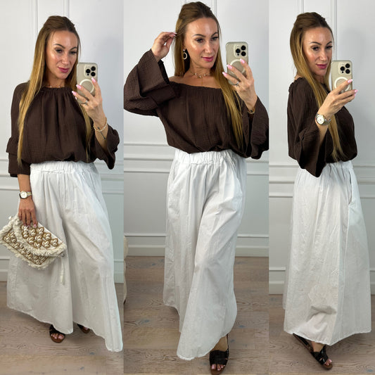 Muślinowa bluzka LOAN / CZEKOLADOWA