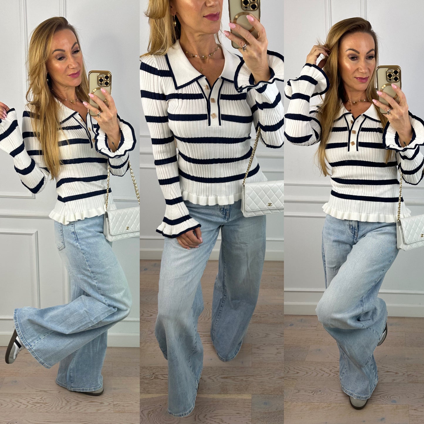 Dzianinowa bluzka ELOWEN / ŚMIETANKOWA