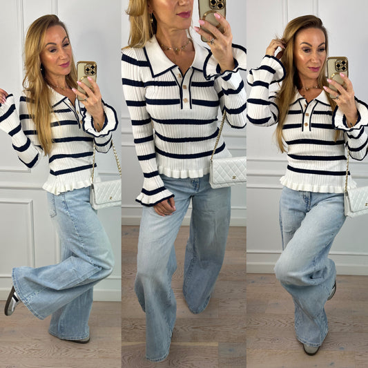 Dzianinowa bluzka ELOWEN / ŚMIETANKOWA