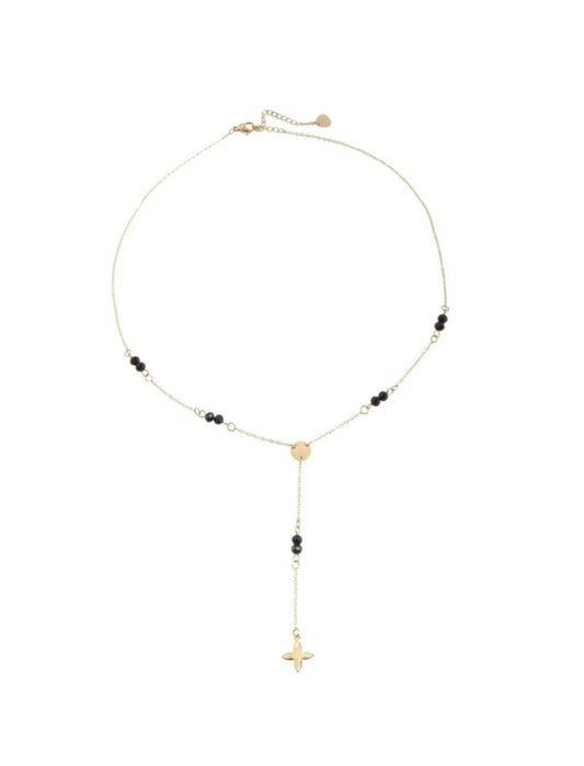 Naszyjnik krawatka / lilijka / GOLD-BLACK