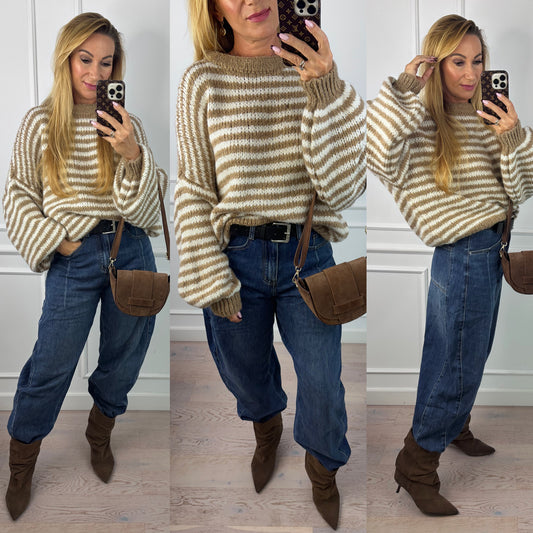 Sweter w pasy YORK / CAMEL