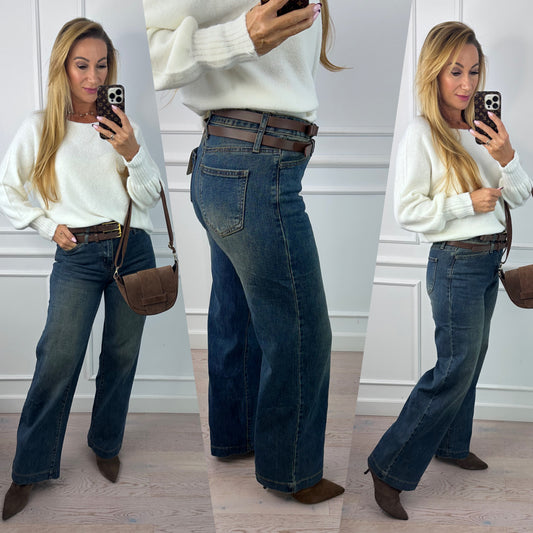 Jeansy PALAZZO LONDON / BRUDNY NIEBIESKI