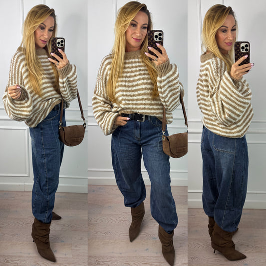 Sweter w pasy YORK / CAMEL