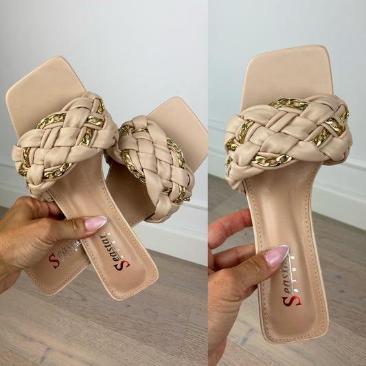 Klapki na obcasie EMILY / BEIGE