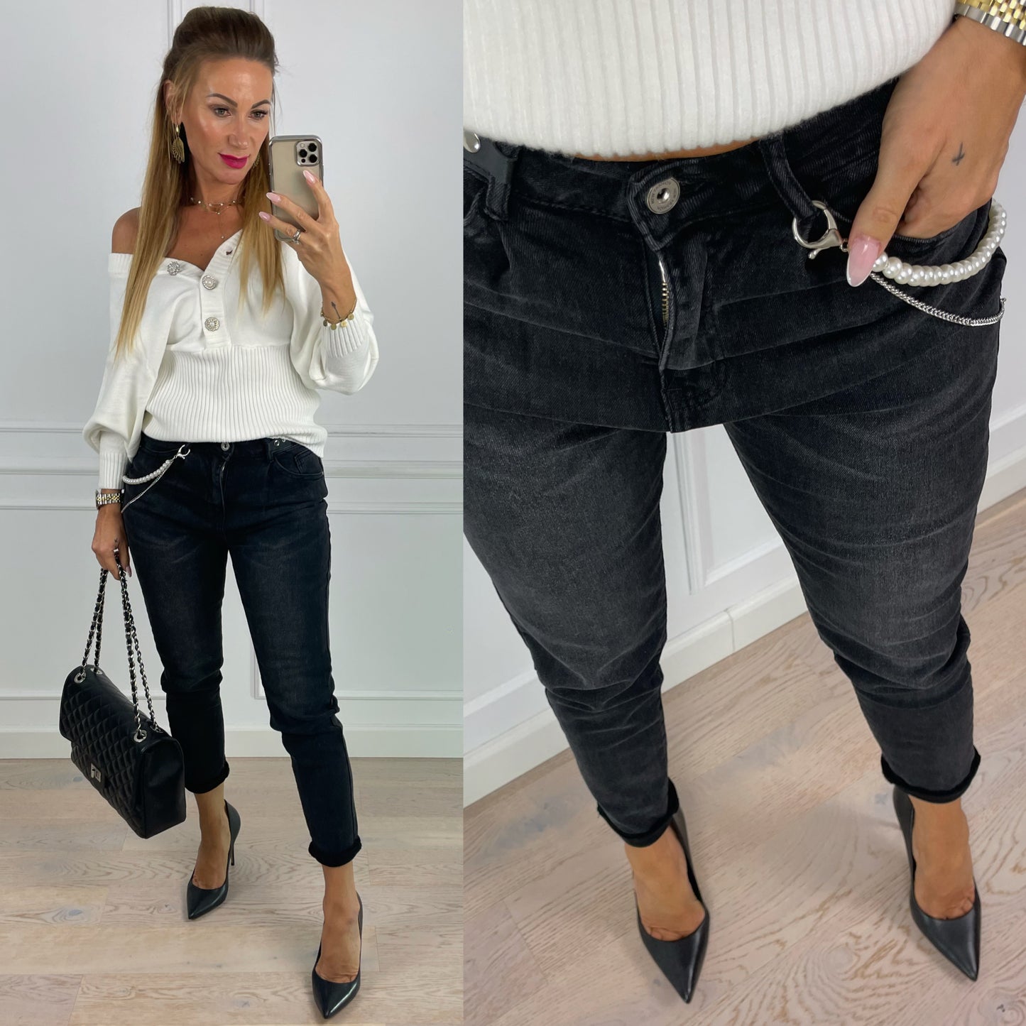 Spodnie MOM FIT DENIM / BLACK