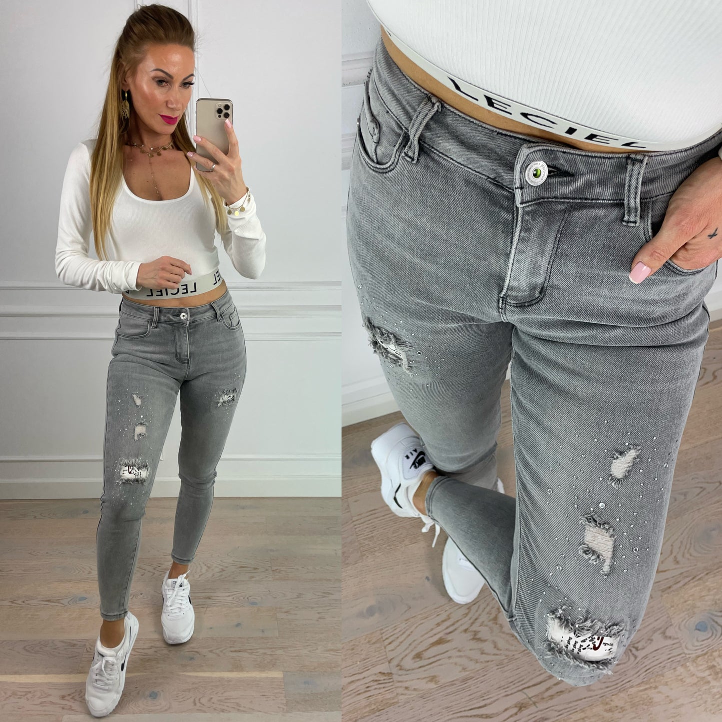 Spodnie SKINNY JEANS LYNN / LIGHT GREY